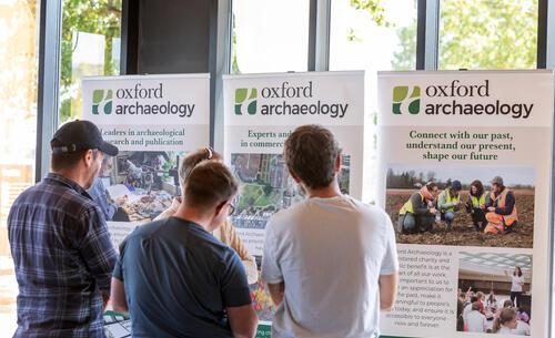 People looking at the archaeology info.   