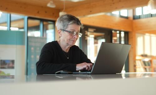 Maria at a laptop 