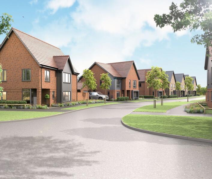 Rendering of new homes at Alconbury Weald