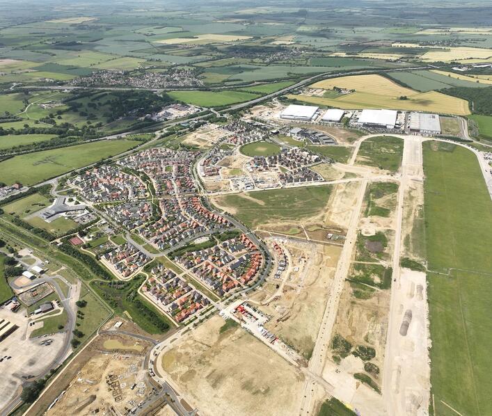 Ariel view of the Alconbury Weald development