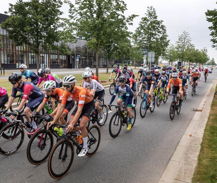 Starting flag for British Cycling race at Alconbury Weald