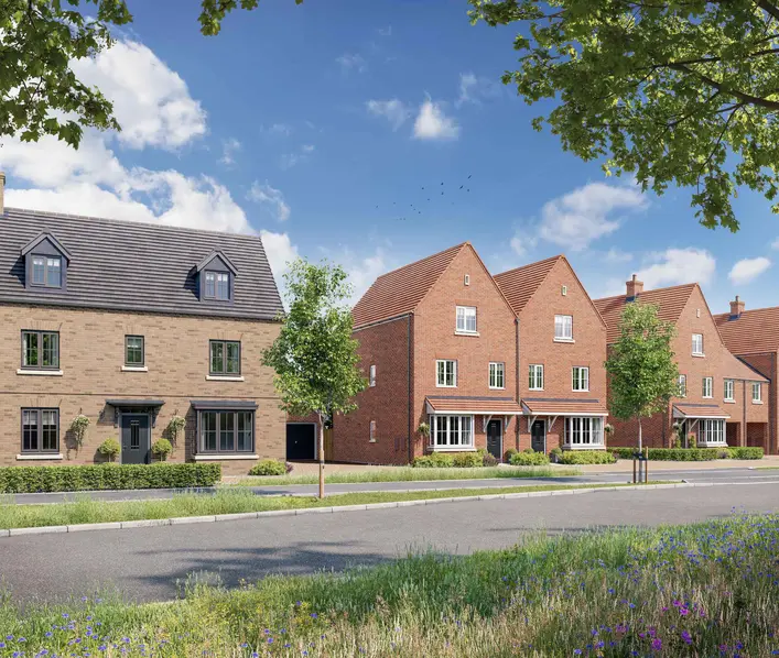 David Wilson homes street scene at Alconbury Weald