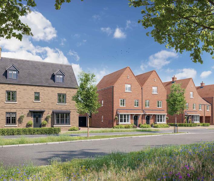 David Wilson homes street scene at Alconbury Weald