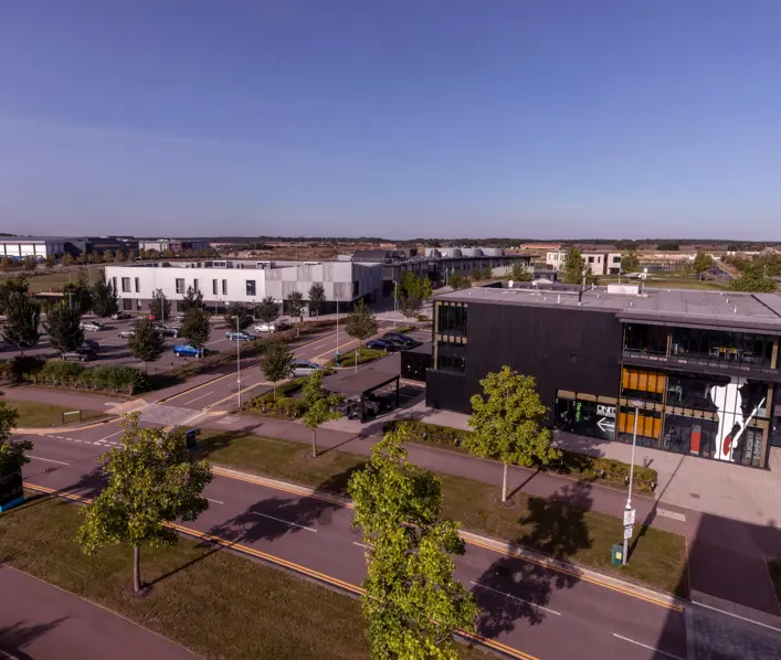 Aerial view of Alconbury Weald Enterprise Campus