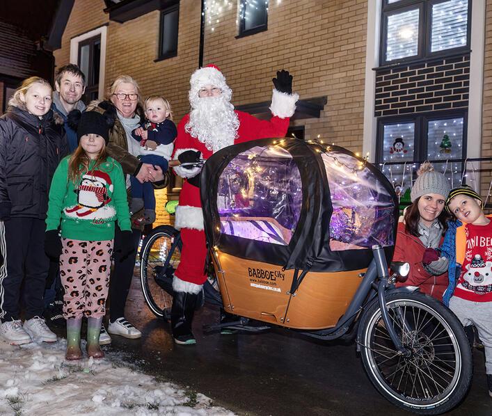 Cycling Mrs Santa with local families at Alconbury Weald 