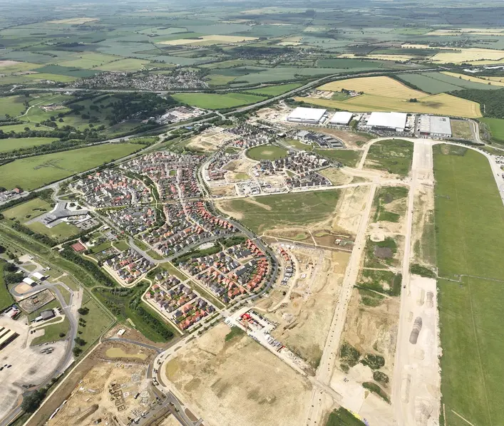 Ariel view of the Alconbury Weald development