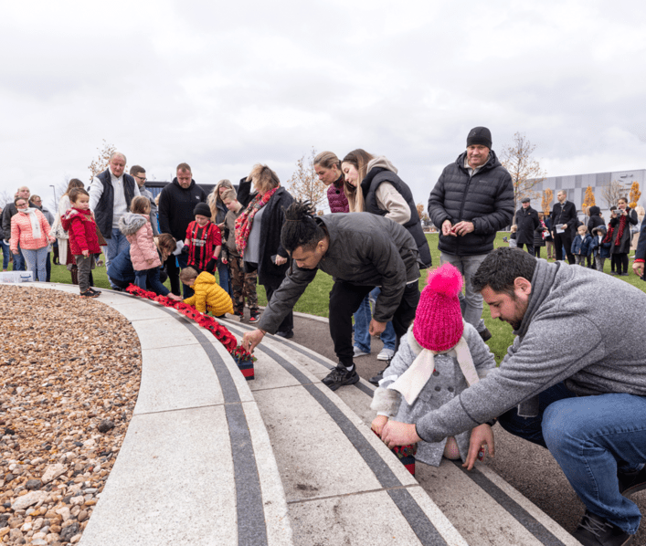 Community commemorates Remembrance Sunday outside
historic World War II Watch Office